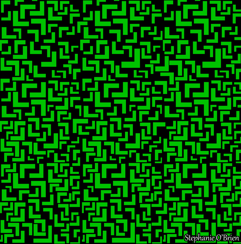 Staticky green glitches in a black void.