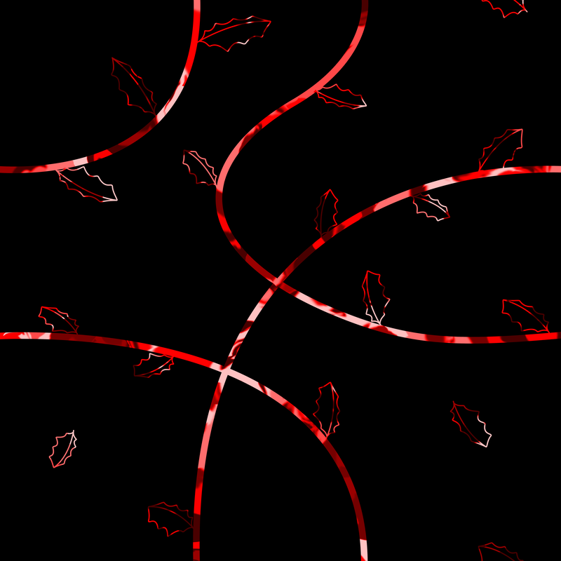 A black background covered in vines and jagged leaves in dappled shades of red.